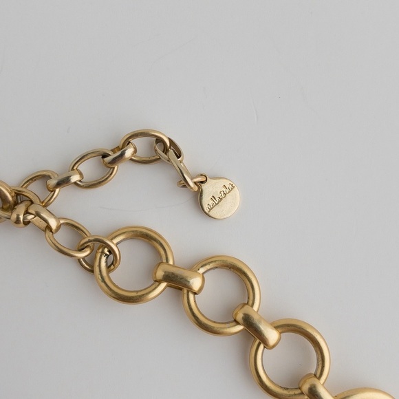 Stella & Dot Crosby Links Necklace Brushed Matte Gold Tone Floral Shape Pendant - Picture 10 of 11